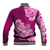 Polynesian Baseball Jacket Pacific Flower Mix Floral Tribal Tattoo Pink Vibe LT9 - Polynesian Pride