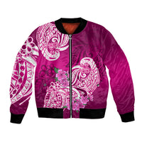 Polynesian Bomber Jacket Pacific Flower Mix Floral Tribal Tattoo Pink Vibe LT9 Unisex Pink - Polynesian Pride