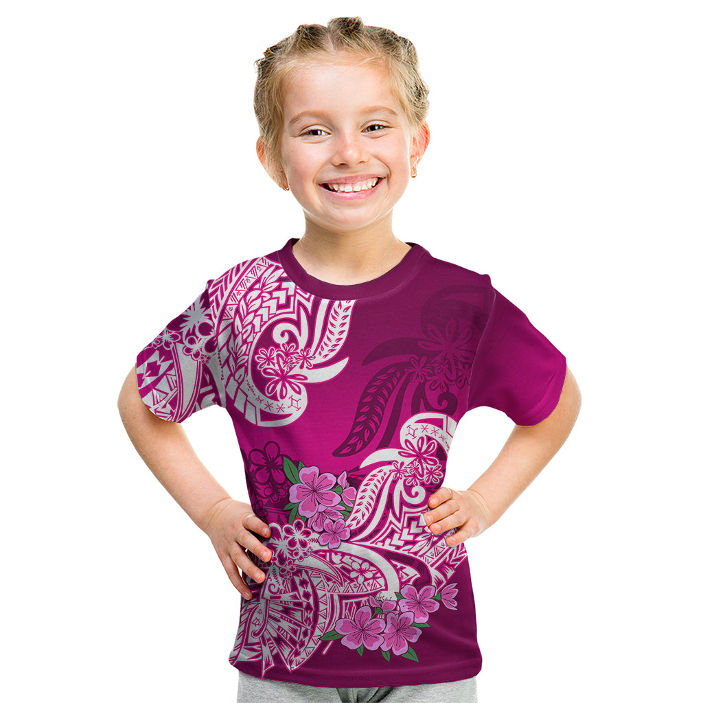 Polynesian Kid T Shirt Pacific Flower Mix Floral Tribal Tattoo Pink Vibe LT9 Pink - Polynesian Pride