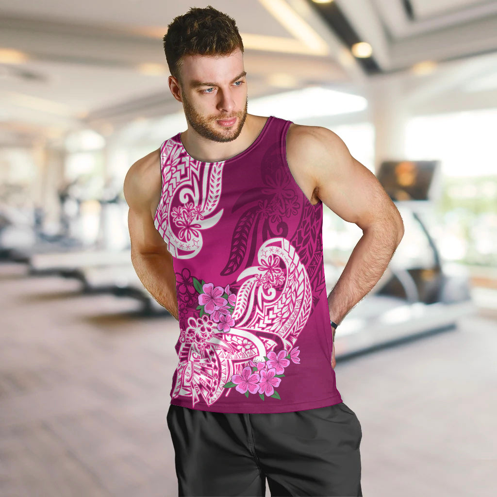 Polynesian Men Tank Top Pacific Flower Mix Floral Tribal Tattoo Pink Vibe LT9 - Polynesian Pride