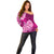 Polynesian Off Shoulder Sweater Pacific Flower Mix Floral Tribal Tattoo Pink Vibe LT9 - Polynesian Pride