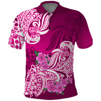Polynesian Polo Shirt Pacific Flower Mix Floral Tribal Tattoo Pink Vibe LT9 Pink - Polynesian Pride