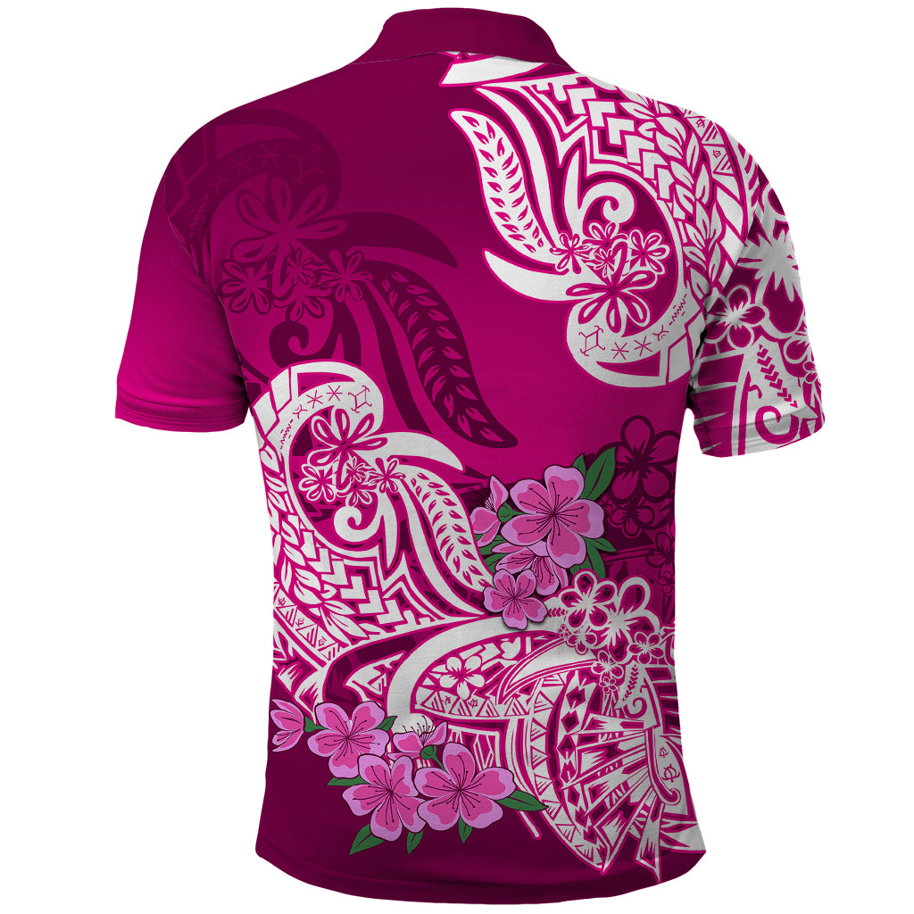 Polynesian Polo Shirt Pacific Flower Mix Floral Tribal Tattoo Pink Vibe LT9 - Polynesian Pride