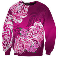Polynesian Sweatshirt Pacific Flower Mix Floral Tribal Tattoo Pink Vibe LT9 Unisex Pink - Polynesian Pride