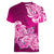 Polynesian Women V Neck T Shirt Pacific Flower Mix Floral Tribal Tattoo Pink Vibe LT9 - Polynesian Pride
