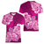 Polynesian Women V Neck T Shirt Pacific Flower Mix Floral Tribal Tattoo Pink Vibe LT9 - Polynesian Pride