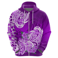 Polynesian Hoodie Pacific Flower Mix Floral Tribal Tattoo Purple Vibe LT9 - Polynesian Pride