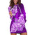 Polynesian Hoodie Dress Pacific Flower Mix Floral Tribal Tattoo Purple Vibe LT9 Purple - Polynesian Pride