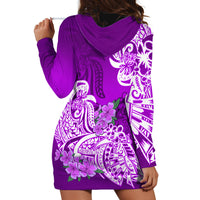 Polynesian Hoodie Dress Pacific Flower Mix Floral Tribal Tattoo Purple Vibe LT9 - Polynesian Pride