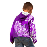 Polynesian Kid Hoodie Pacific Flower Mix Floral Tribal Tattoo Purple Vibe LT9 - Polynesian Pride