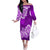 Polynesian Off The Shoulder Long Sleeve Dress Pacific Flower Mix Floral Tribal Tattoo Purple Vibe LT9 Women Purple - Polynesian Pride