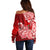 Polynesian Off Shoulder Sweater Pacific Flower Mix Floral Tribal Tattoo Red Vibe LT9 - Polynesian Pride