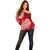 Polynesian Off Shoulder Sweater Pacific Flower Mix Floral Tribal Tattoo Red Vibe LT9 - Polynesian Pride
