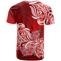 Polynesian T Shirt Pacific Flower Mix Floral Tribal Tattoo Red Vibe LT9 - Polynesian Pride