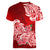 Polynesian Women V Neck T Shirt Pacific Flower Mix Floral Tribal Tattoo Red Vibe LT9 - Polynesian Pride