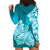 Polynesian Hoodie Dress Pacific Flower Mix Floral Tribal Tattoo Aqua Vibe LT9 - Polynesian Pride