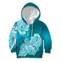 Polynesian Kid Hoodie Pacific Flower Mix Floral Tribal Tattoo Aqua Vibe LT9 Hoodie Aqua - Polynesian Pride