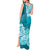 Polynesian Tank Maxi Dress Pacific Flower Mix Floral Tribal Tattoo Aqua Vibe LT9 - Polynesian Pride