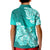Polynesian Kid Polo Shirt Pacific Flower Mix Floral Tribal Tattoo Turquoise Vibe LT9 - Polynesian Pride