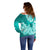 Polynesian Off Shoulder Sweater Pacific Flower Mix Floral Tribal Tattoo Turquoise Vibe LT9 - Polynesian Pride