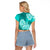 Polynesian Raglan Cropped T Shirt Pacific Flower Mix Floral Tribal Tattoo Turquoise Vibe LT9 - Polynesian Pride