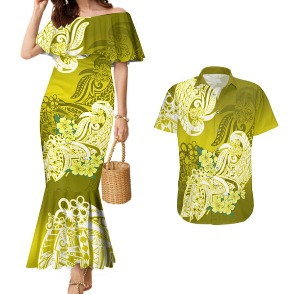 Polynesian Couples Matching Mermaid Dress And Hawaiian Shirt Pacific F -  Polynesian Pride