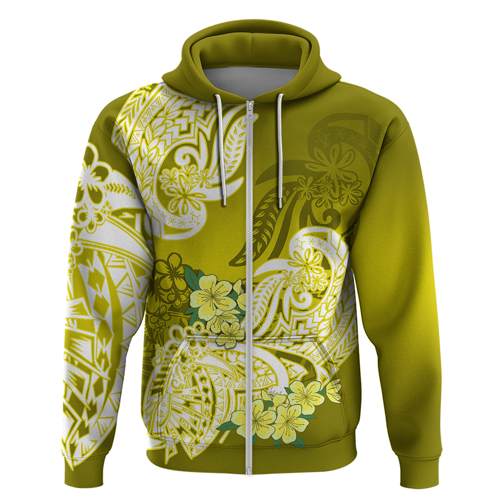 Polynesian Hoodie Pacific Flower Mix Floral Tribal Tattoo Yellow Vibe LT9 - Polynesian Pride