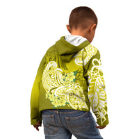 Polynesian Kid Hoodie Pacific Flower Mix Floral Tribal Tattoo Yellow Vibe LT9 - Polynesian Pride
