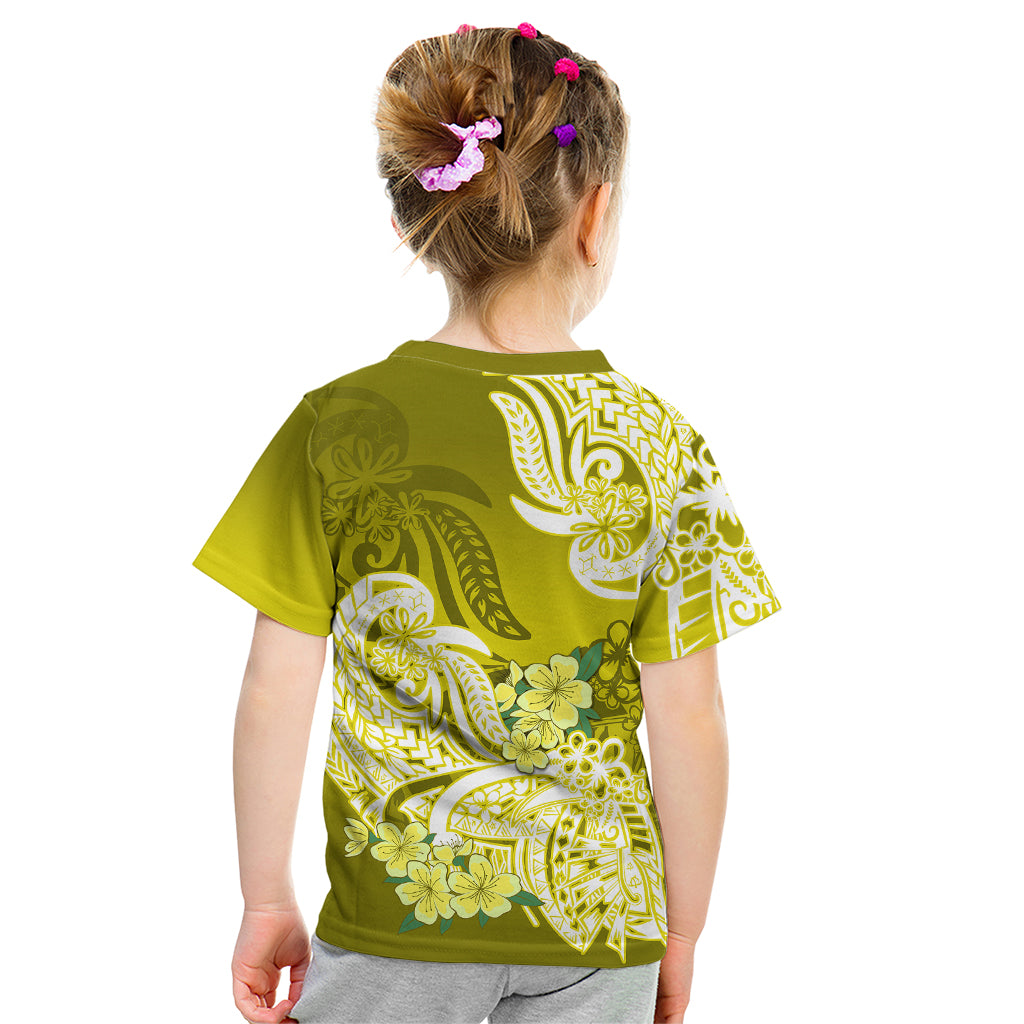 Polynesian Kid T Shirt Pacific Flower Mix Floral Tribal Tattoo Yellow Vibe LT9 - Polynesian Pride