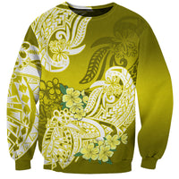 Polynesian Sweatshirt Pacific Flower Mix Floral Tribal Tattoo Yellow Vibe LT9 Unisex Yellow - Polynesian Pride