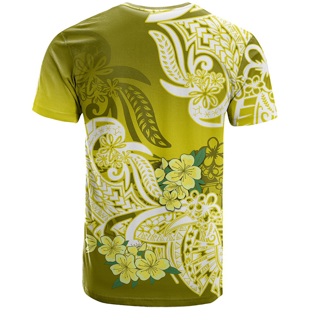 Polynesian T Shirt Pacific Flower Mix Floral Tribal Tattoo Yellow Vibe LT9 - Polynesian Pride