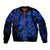 Aloha Hawaii Bomber Jacket Hammerhead Shark Tattoo Polynesian Summer - Blue LT9 Unisex Blue - Polynesian Pride