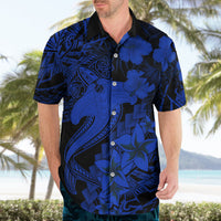Aloha Hawaii Hawaiian Shirt Hammerhead Shark Tattoo Polynesian Summer - Blue LT9 - Polynesian Pride