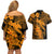 Aloha Hawaii Couples Matching Off Shoulder Short Dress and Hawaiian Shirt Hammerhead Shark Tattoo Polynesian Summer - Gold LT9 - Polynesian Pride