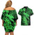 Aloha Hawaii Couples Matching Off Shoulder Short Dress and Hawaiian Shirt Hammerhead Shark Tattoo Polynesian Summer - Green LT9 - Polynesian Pride