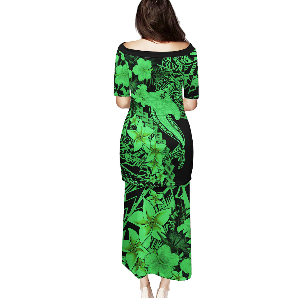 Aloha Hawaii Puletasi Hammerhead Shark Tattoo Polynesian Summer - Green LT9 - Polynesian Pride