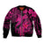 Aloha Hawaii Bomber Jacket Hammerhead Shark Tattoo Polynesian Summer - Pink LT9 Unisex Pink - Polynesian Pride