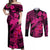 Aloha Hawaii Couples Matching Off Shoulder Maxi Dress and Long Sleeve Button Shirts Hammerhead Shark Tattoo Polynesian Summer - Pink LT9 Pink - Polynesian Pride