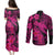 Aloha Hawaii Couples Matching Puletasi Dress and Long Sleeve Button Shirts Hammerhead Shark Tattoo Polynesian Summer - Pink LT9 - Polynesian Pride