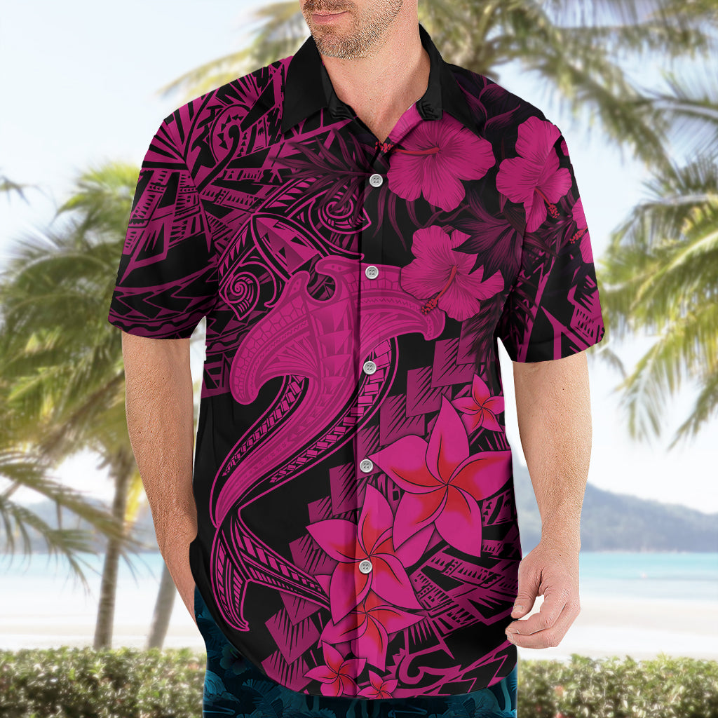 Aloha Hawaii Hawaiian Shirt Hammerhead Shark Tattoo Polynesian Summer - Pink LT9 - Polynesian Pride
