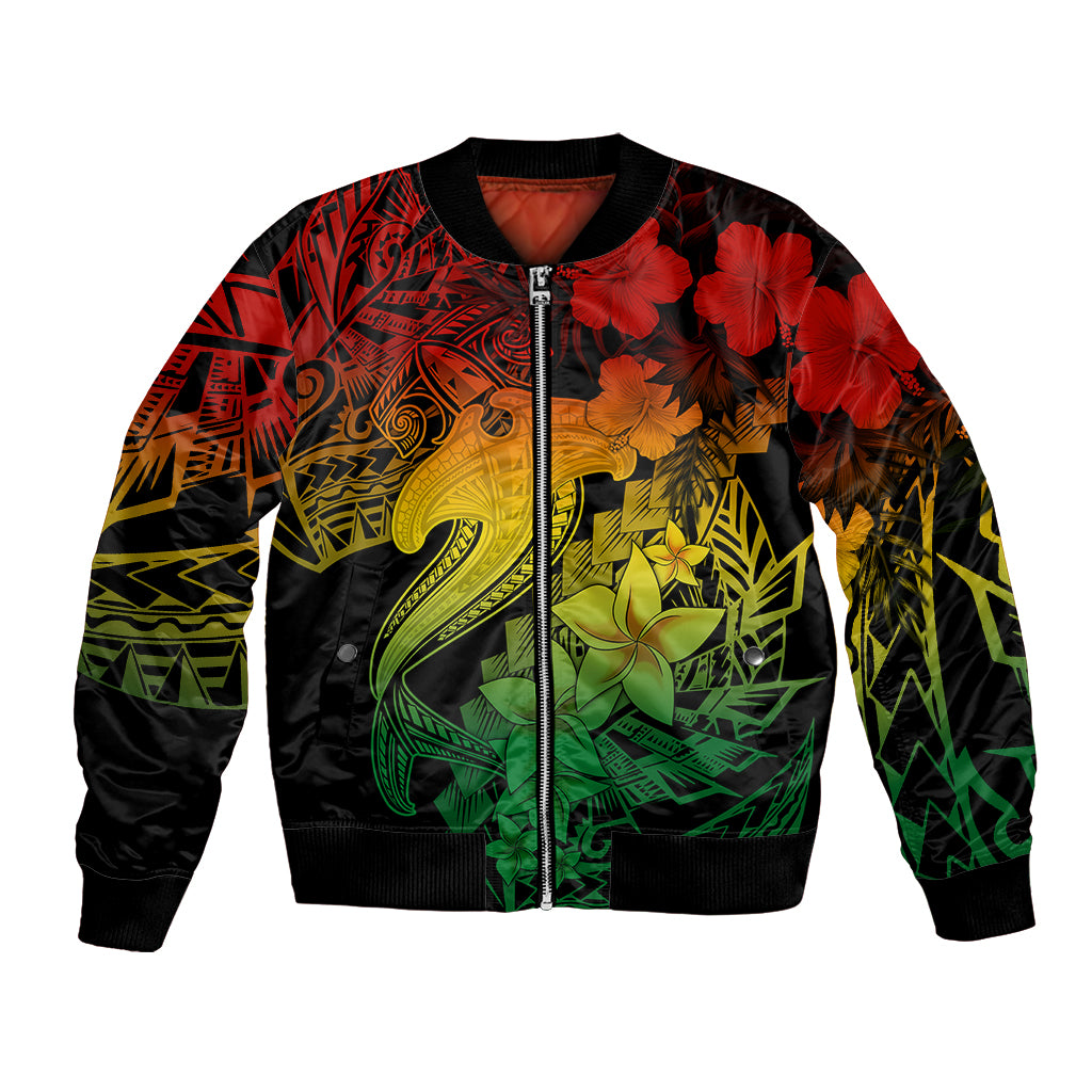 Aloha Hawaii Bomber Jacket Hammerhead Shark Tattoo Polynesian Summer - Reggae LT9 Unisex Reggae - Polynesian Pride
