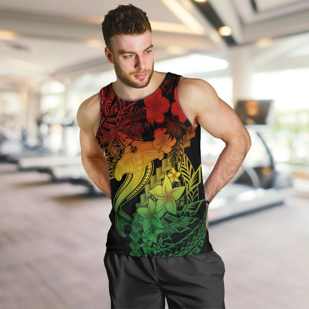 Aloha Hawaii Men Tank Top Hammerhead Shark Tattoo Polynesian Summer - Reggae LT9 - Polynesian Pride