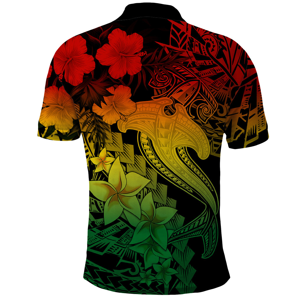 Aloha Hawaii Polo Shirt Hammerhead Shark Tattoo Polynesian Summer - Reggae LT9 - Polynesian Pride