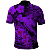 Aloha Hawaii Polo Shirt Hammerhead Shark Tattoo Polynesian Summer - Violet LT9 - Polynesian Pride