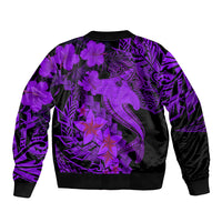 Aloha Hawaii Sleeve Zip Bomber Jacket Hammerhead Shark Tattoo Polynesian Summer - Violet LT9 - Polynesian Pride