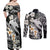 Aloha Hawaii Couples Matching Off Shoulder Maxi Dress and Long Sleeve Button Shirts Hammerhead Shark Tattoo Polynesian Summer - White LT9 - Polynesian Pride