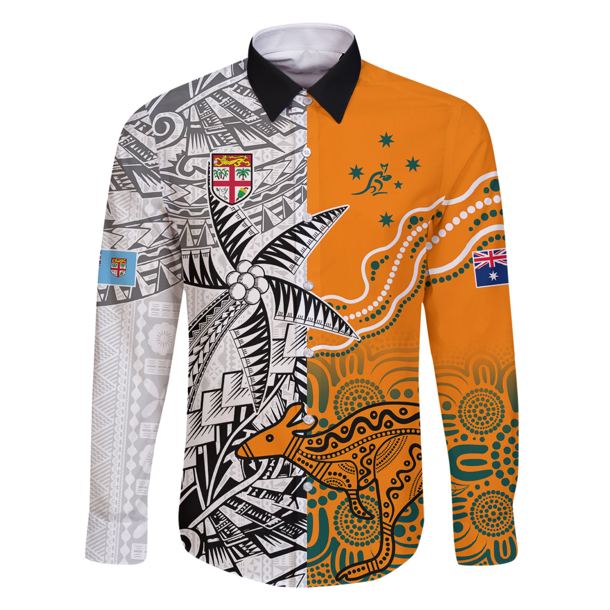 fiji-australia-rugby-family-matching-tank-maxi-dress-and-hawaiian-shirt-world-cup-2023-polynesia-tapa-mixed-indigenous-aboriginal