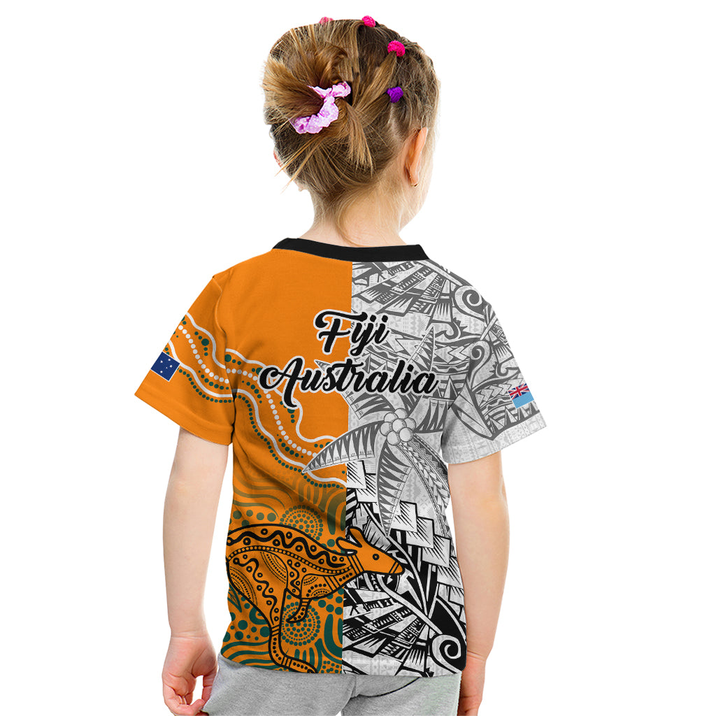 Fiji Australia Rugby Kid T Shirt World Cup 2023 Polynesia Tapa Mixed Indigenous Aboriginal LT9 - Polynesian Pride