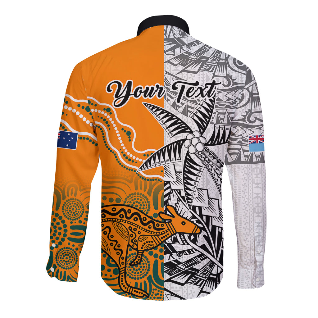 personalised-fiji-australia-rugby-long-sleeve-button-shirt-world-cup-2023-polynesia-tapa-mixed-indigenous-aboriginal