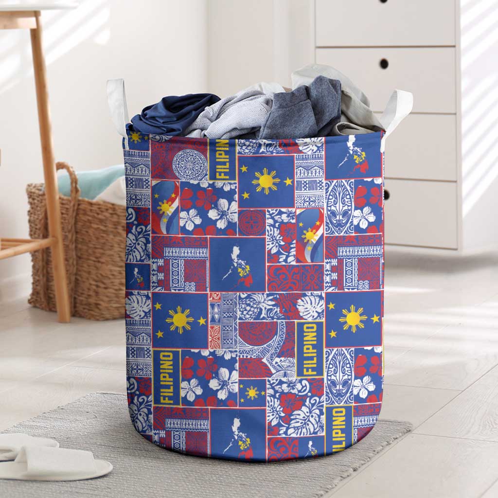 Filipino Maligayang Pasko Laundry Basket Pacific Patchwork Xmas Vibes - Polynesian Pride